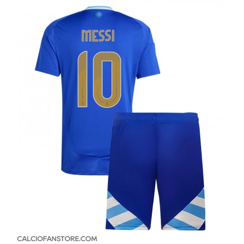 Maglia Calcio Argentina Lionel Messi #10 Seconda Divisa Bambino Copa America 2024 Manica Corta (+ pantaloncini)